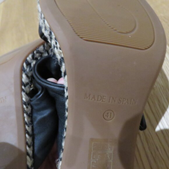 GAIMO Karoo Black Leather Cross Over Slip On Jute Platform Clog Sandals 10.5 - Picture 16 of 16